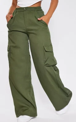 Petite Khaki Tailored Utility Cargo Pants