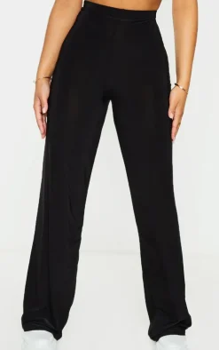 Petite Kyleigh Black Slinky Straight Leg Pants