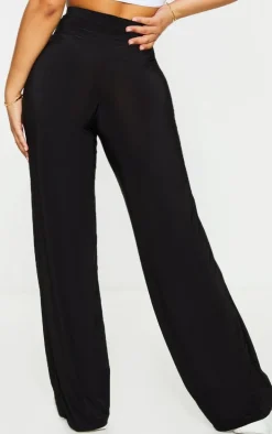 Petite Kyleigh Black Slinky Straight Leg Pants
