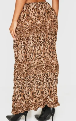 Petite Leopard Print Low Waist Chiffon Maxi Skirt