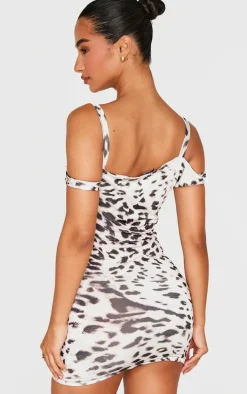 Petite Leopard Print Slinky Buckle Detail Mini Dress
