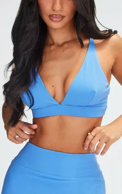 Petite Light Blue Snatched Sculpt Strappy Bralet