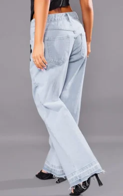 Petite Light Blue Wash Cross Applique Straight Leg Jeans