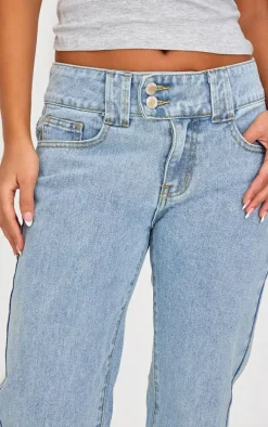 Petite Light Blue Wash Denim Straight Leg Jeans