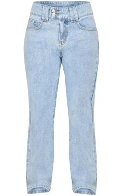 Petite Light Blue Wash Denim Straight Leg Jeans