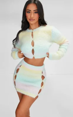 Petite Light Pink Multi Knitted Button Up Cardigan