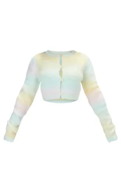 Petite Light Pink Multi Knitted Button Up Cardigan