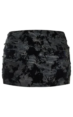 Petite Midnight Blue Devore Mini Skirt