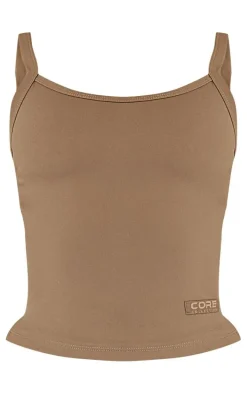 Petite Mocha Core Collection Tab Snatched Sculpt Cami Strap Crop Top
