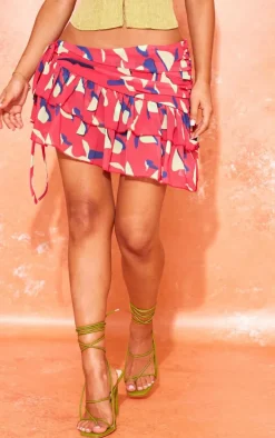 Petite Multi Abstract Print Mesh Mini Skirt