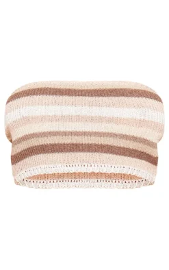 Petite Multi Knit Stripe Bandeau Crop Top