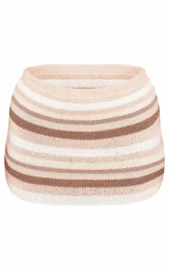 Petite Multi Knit Stripe Low Waist Mini Skirt