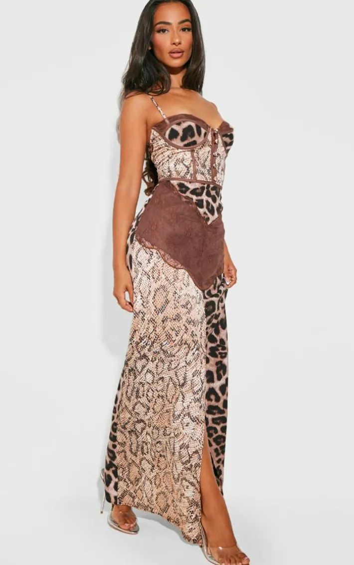 Petite Multi Print Lace Detail Maxi Dress