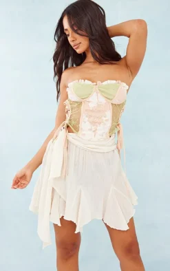 Petite New Nude Lace Up Corset Top