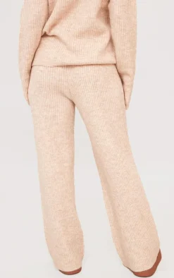 Petite Oatmeal Knit Wide Leg Pants