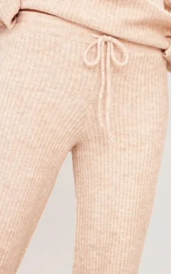 Petite Oatmeal Knit Wide Leg Pants