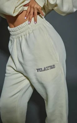 Petite Oatmeal Pilates Graphic Straight Leg Sweatpants