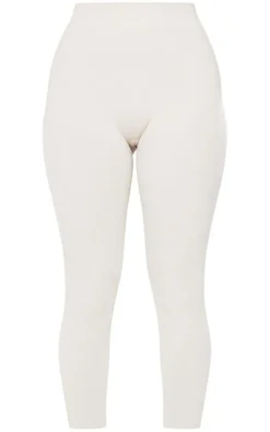 Petite Oatmeal Snatched Rib Seamless Leggings