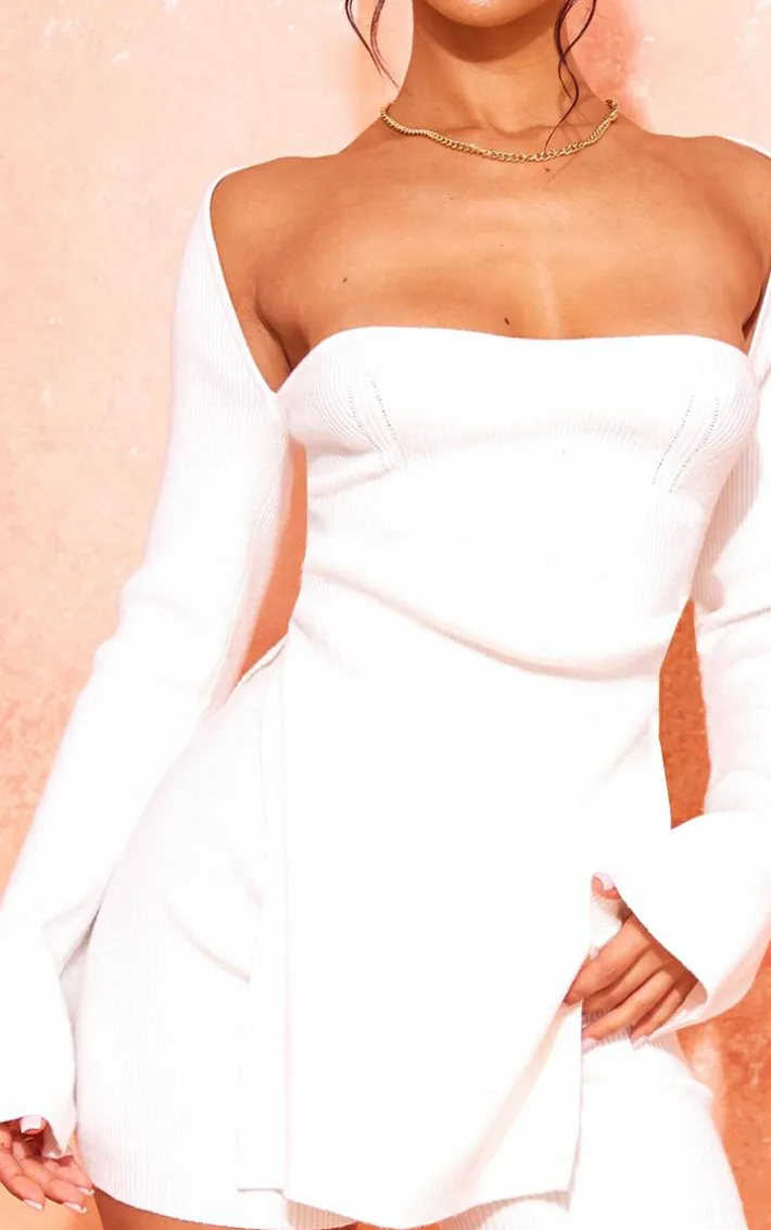 Petite Off White Knitted Longline Top