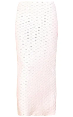 Petite Off White Knitted Two Tone Midaxi Skirt