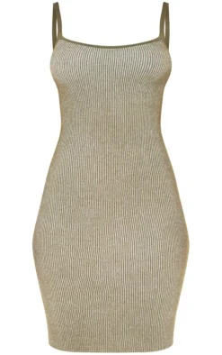 Petite Olive Contrast Knit Mini Dress