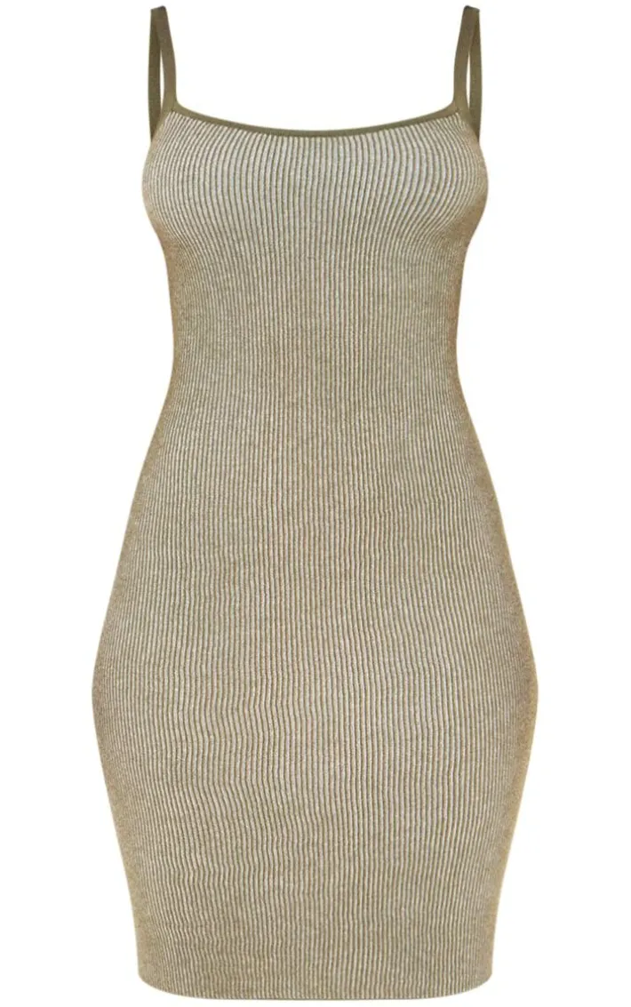 Petite Olive Contrast Knit Mini Dress