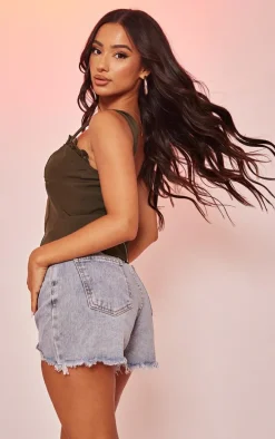 Petite Olive Lace Detail Corset Top