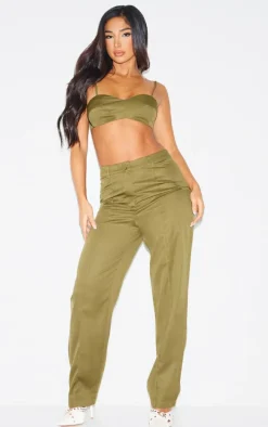 Petite Olive Tailored Straight Leg Pants