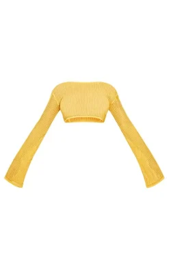 Petite Orange Open Knit Crop Top