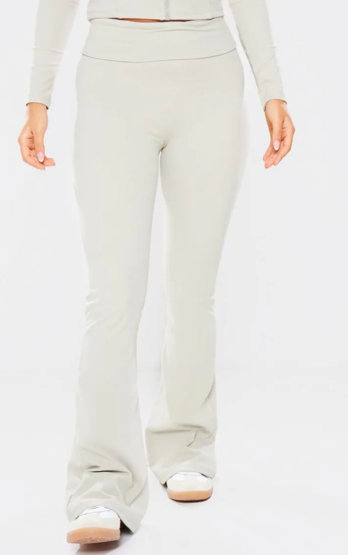 Petite Pale Khaki Snatched Sculpt Foldover Pants