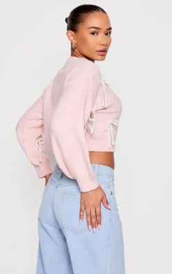 Petite Pink Bow Detail Christmas Sweater