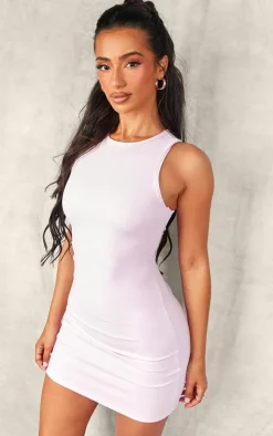 Petite Pink Snatched Sculpt Racer Bodycon Dress