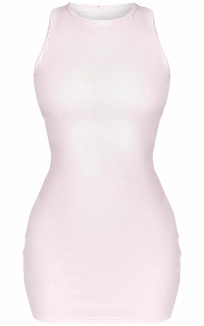 Petite Pink Snatched Sculpt Racer Bodycon Dress