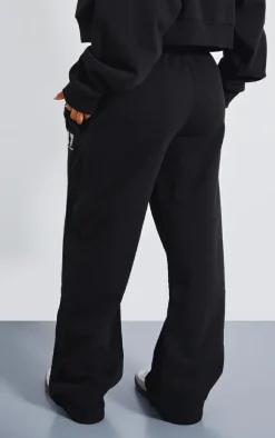 Petite Premium Black Printed Straight Leg Sweatpants