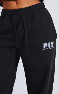 Petite Premium Black Printed Straight Leg Sweatpants