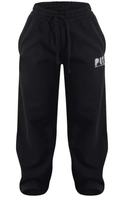 Petite Premium Black Printed Straight Leg Sweatpants