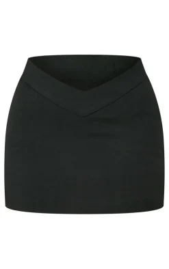 Petite Premium Black Woven Fitted Mini Skirt