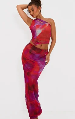 Petite Purple Crushed Mesh Maxi Skirt