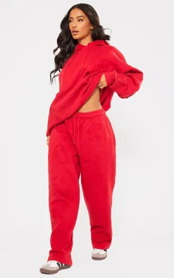 Petite Red Cross Applique Embroidered Sweatpants