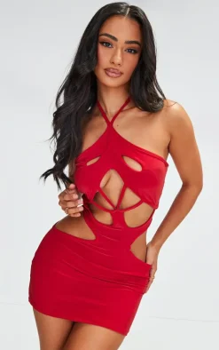 Petite Red Cut Out Mini Dress