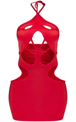 Petite Red Cut Out Mini Dress