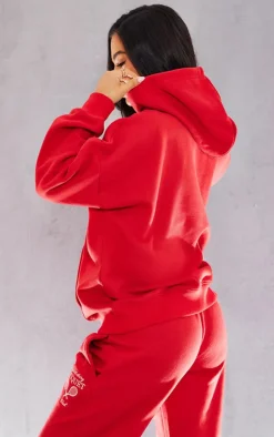 Petite Red Graphic Oversized Hoodie