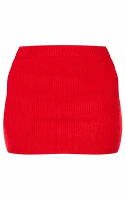 Petite Red Knitted Mini Skirt