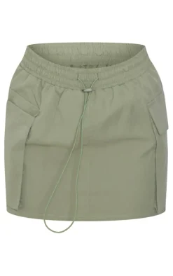 Petite Sage Green Cargo Mini Skirt