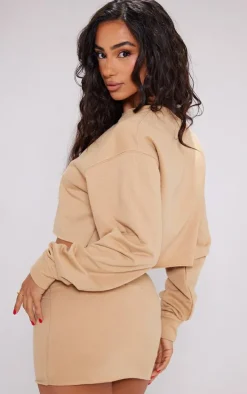 Petite Sand No More Drama Raw Hem Cropped Sweatshirt