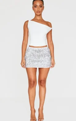 Petite Silver Tassel Mini Skirt