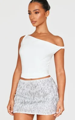Petite Silver Tassel Mini Skirt