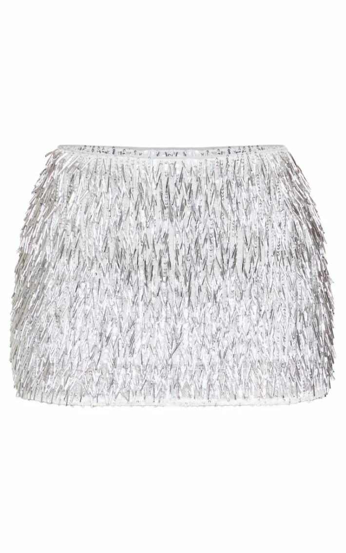 Petite Silver Tassel Mini Skirt