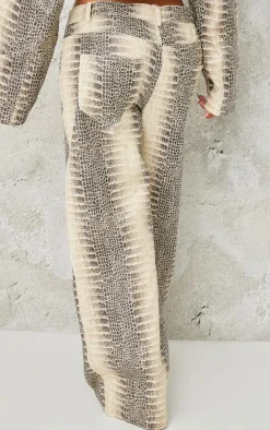 Petite Snake Print Low Waist Wide Leg Pants