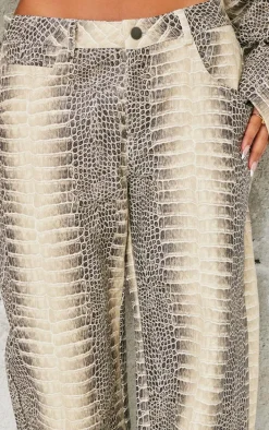 Petite Snake Print Low Waist Wide Leg Pants